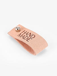 Бирка с кнопкой из замша Hand made (наб 10шт цена за наб) 8*1,5см бежевый АУ