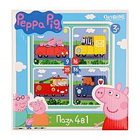 Пазл 4 в 1 Peppa Pig Транспорт 9-16-25-36 элементов
