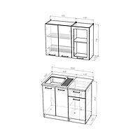 Кухонный гарнитур «Алина мини», 1000×1570 мм, цвет белый/пайн белый