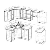 Кухонный гарнитур «Арина оптима», 1300×2500 мм, цвет белый/пайн экзотик