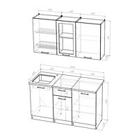 Кухонный гарнитур «Инна медиум», 1400×1570 мм, цвет пайн белый/пайн экзотик