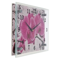Часы-картина настенные "Розовые орхидеи с узором", 20х25 см микс