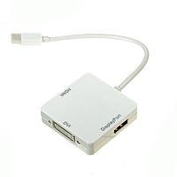 Переходник видео 5bites AP-012, mini DisplayPort(20pin)(m)-HDMI+DVI+DP(f), 0.1 м, белый