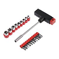 Отвертка с битами и торцевыми головками LOM, Т-образный держатель, 21 предмет