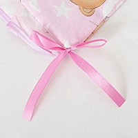 Бортик цельный "Спящий мишка", 4 части (2 части: 33х60 см, 2 части: 33х120 см), цвет розовый (арт. 512)