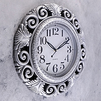Часы настенные круглые «Узорные», d=42 см, серебристые