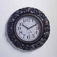 Часы настенные круглые «Узорные», d=42 см, серебристые