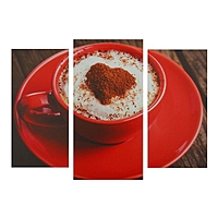 Модульная картина на подрамнике "Кофе в красной кружке", 2 шт. — 25,5×50,5, 30,5×60 см, 60×100 см