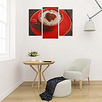 Модульная картина на подрамнике "Кофе в красной кружке", 2 шт. — 25,5×50,5, 30,5×60 см, 60×100 см
