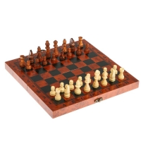 Настольная игра 3 в 1 "Будапешт": шашки, шахматы, нарды, лакированная доска 29 × 29 см, тёмное дерево
