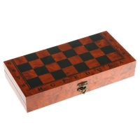 Настольная игра 3 в 1 "Будапешт": шашки, шахматы, нарды, лакированная доска 29 × 29 см, тёмное дерево