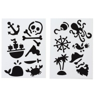 3 гравюры и 2 трафарета "Пираты" А4 с цветным основанием