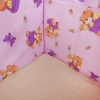 Бортик с рюшей "Мишки с мёдом", 4 части (2 части: 30х60 см, 2 части: 30х120 см), цвет фиолетовый (арт. 552)