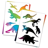 3 гравюры и 2 трафарета "Динозавры" А4 с цветным основанием