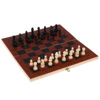 Настольная игра 3 в 1: шашки, шахматы, нарды, поле 34 × 34 см, тёмное дерево