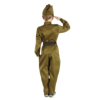 Детский карнавальный костюм "Военный", брюки, гимнастёрка, ремень, пилотка, р-р 28-32, рост 110-120 см