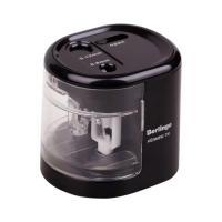 Точилка электрическая 2 отверстия Berlingo Power TX, черная + контейнер, карт/уп 245584