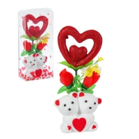 Декор-украшение "Мишки" с цветочками и сердечком, в коробочке