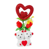 Декор-украшение "Мишки" с цветочками и сердечком, в коробочке