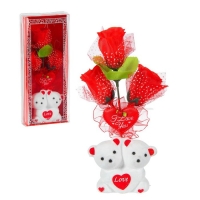 Декор-украшение "Влюблённые мишки" с цветами, в коробочке