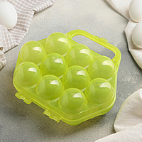 Контейнер для хранения яиц 10 ячеек 19х19х6,5 см, цвета МИКС