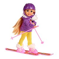 Кукла-малышка на лыжах в коробке в ассортименте