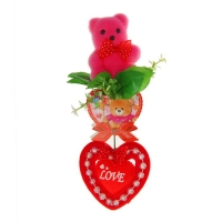 Декор-украшение для букетов "Розовый мишка с бантом