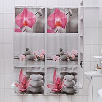 Штора для ванной комнаты Доляна «Камни и орхидея», 180×180 см, EVA
