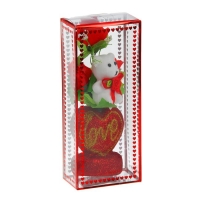 Декор-украшение для букетов "Мишка с сердечком и цветочками"