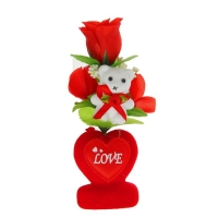 Декор-украшение для букетов "Мишка на сердечке с цветочками"