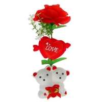 Декор-украшение для букетов "Влюбленные мишки" с сердечком и цветочками