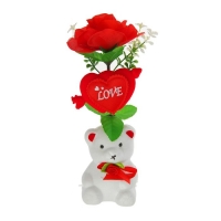Декор-украшение для букетов "Мишка с бантиком" с сердечком и цветочком