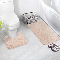 Набор ковриков для ванной и туалета "Камни" объемные, 2 шт