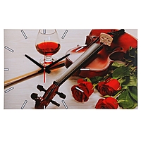 Часы настенные прямоугольные "Розы и скрипка", 61х37 см микс