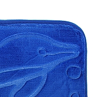 Набор ковриков для ванной и туалета "Дельфины" объёмные, 3 шт, цвет синий