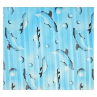 Коврик напольный ПВХ ширина 65 см, рулон 15 м "Дельфины", цвет голубой
