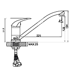 Смеситель для кухни Ledeme H38-B L4938-B длинный излив хром