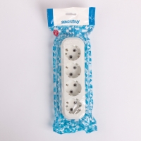 Колодка Smartbuy, 4 розетки, 3500 Вт, 16 А, с з/к, белая, SBE-16-4-00-Z