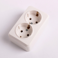 Розетка Smartbuy "Юпитер", двухместная, 16 А, с заземлением, белая