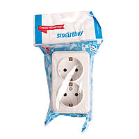 Розетка Smartbuy «Юпитер», двухместная, 16 А, с заземлением, белая