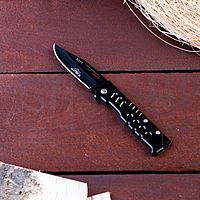 Нож перочинный "Пиранья", лезвие 7 см, рукоять черный металл, 15см