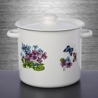 Кастрюля цилиндрическая 5,5 л, с декором, с пластмассовой ручкой