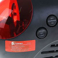 Компрессор автомобильный TORSO TK-108, 10 А, 18 л/мин, красный фонарь, провод 3м, шланг 65см