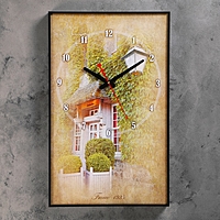 Часы-картина "Французский дворик", 37х60 см