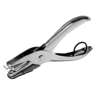 Дырокол на 1 отверстие до 10 листов Kangaro One Hole, стальной, с линейкой, металлик