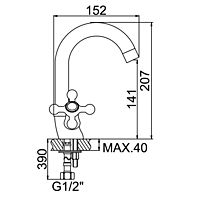 Смеситель для раковины Accoona A9470, двухвентильный, латунь, хром