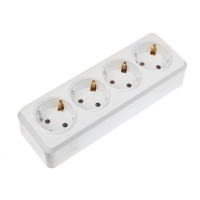 Розетка Smartbuy, серия "Юпитер", четырехместная, 10  А, с з/к, белая, SBE-03w-16-S4-Z