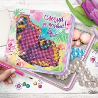 Алмазная мозаика на шкатулке "Бабочка", 14 х 14 см