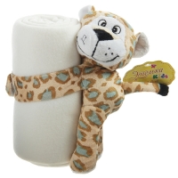 Набор подарочный для новорождённых "Этелька" 2 пр Леопард, плед белый, размер 75х100 см