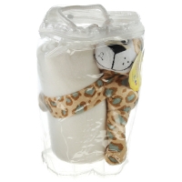 Набор подарочный для новорождённых "Этелька" 2 пр Леопард, плед белый, размер 75х100 см